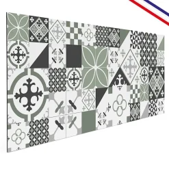 Crédence cuisine en aluminium - effet carreaux de ciment vert - 240x50 cm (en 2 bandeaux)