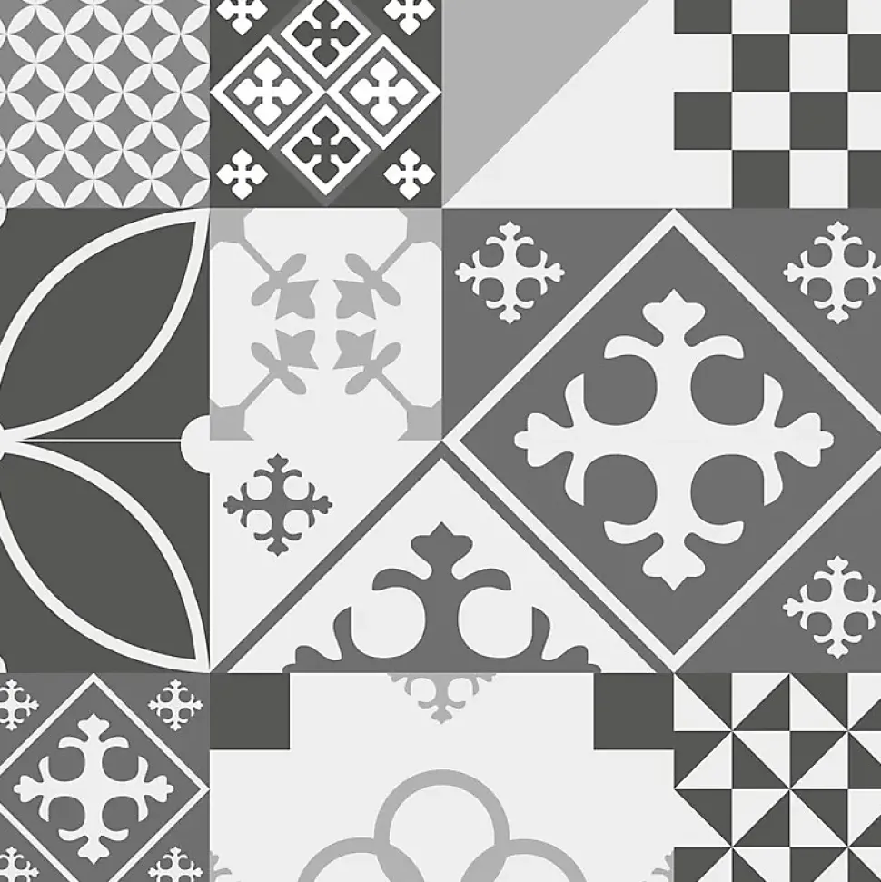 Crédence cuisine en aluminium - effet carreaux de ciment gris - 200x20 cm (en 2 bandeaux)