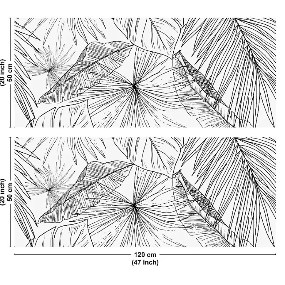 Crédence cuisine en aluminium - floral noir - 240x50 cm (en 2 bandeaux)