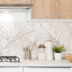 Crédence cuisine en aluminium - floral terracotta - 240x50 cm (en 2 bandeaux)