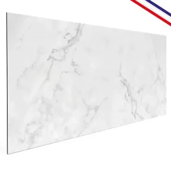 Crédence cuisine en aluminium - effet marbre blanc - 360x50 cm (en 3 bandeaux)