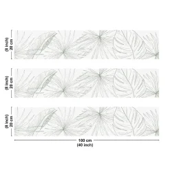 Crédence cuisine en aluminium - floral vert - 300x20 cm (en 3 bandeaux)