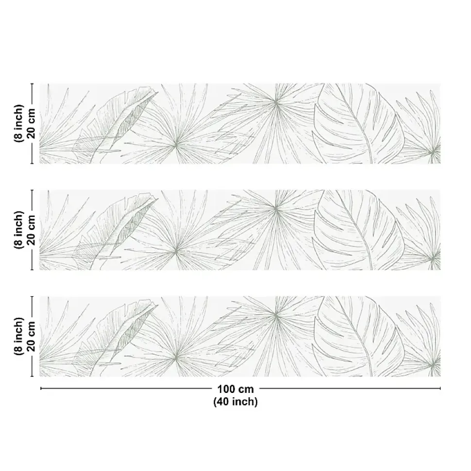 Crédence cuisine en aluminium - floral vert - 300x20 cm (en 3 bandeaux)