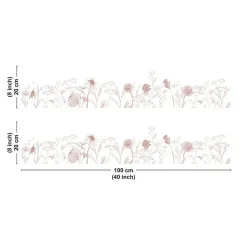 Crédence cuisine en aluminium - motif floral ocre - 200x20 cm (en 2 bandeaux)