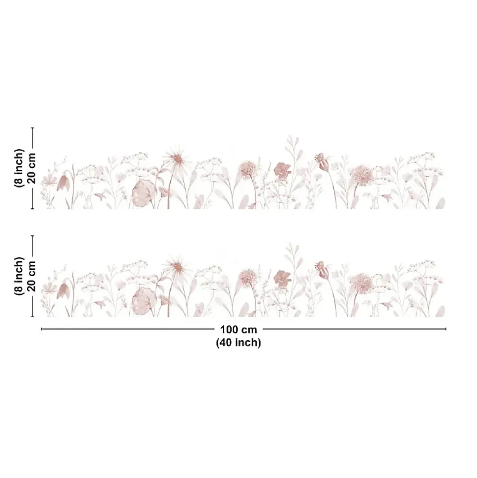 Crédence cuisine en aluminium - motif floral ocre - 200x20 cm (en 2 bandeaux)