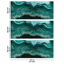 Crédence cuisine en aluminium - effet marbre bleu - 360x50 cm (en 3 bandeaux)