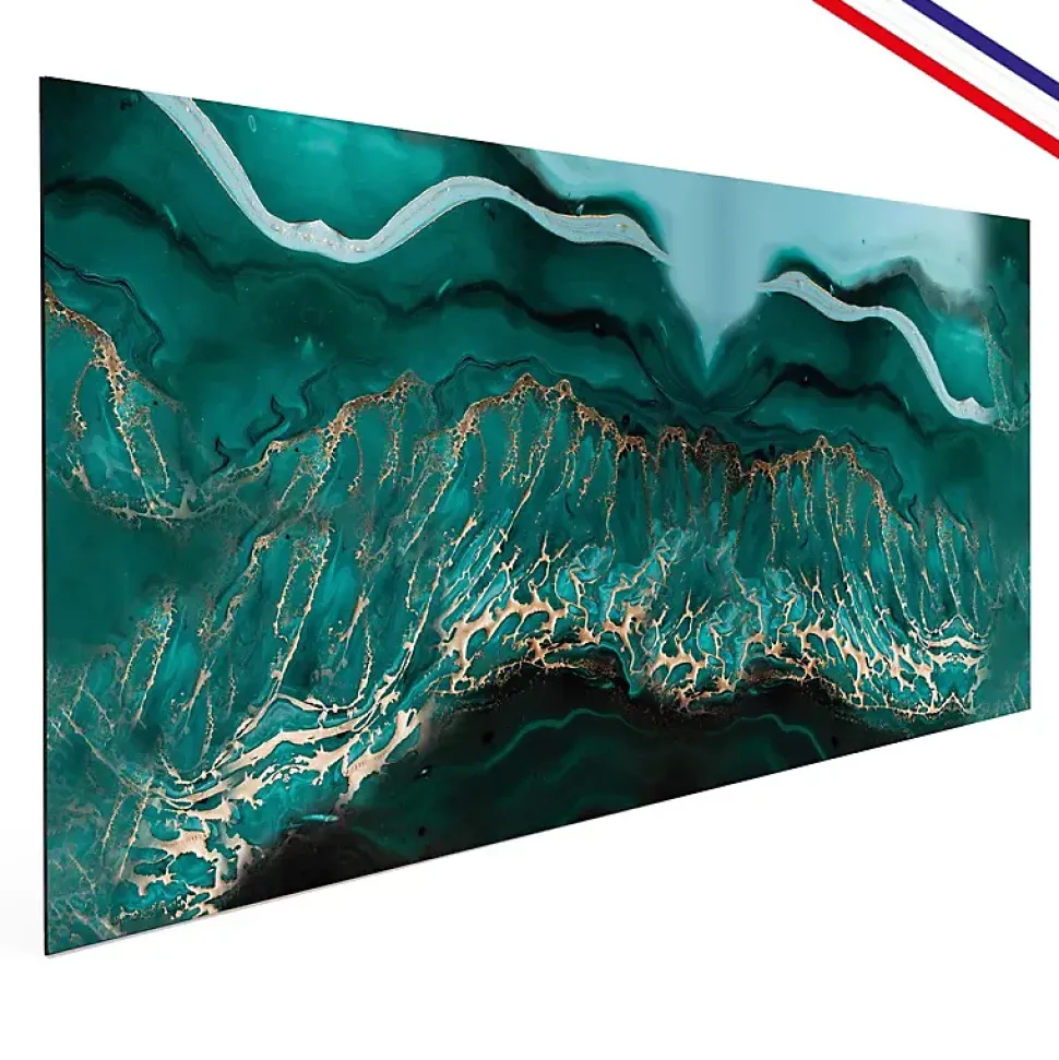 Crédence cuisine en aluminium - effet marbre bleu - 360x50 cm (en 3 bandeaux)