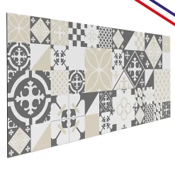Crédence cuisine en aluminium - effet carreaux de ciment gris - 300x20 cm (en 3 bandeaux)