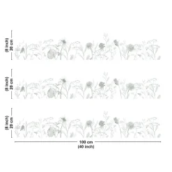 Crédence cuisine en aluminium - motif floral vert - 300x20 cm (en 3 bandeaux)