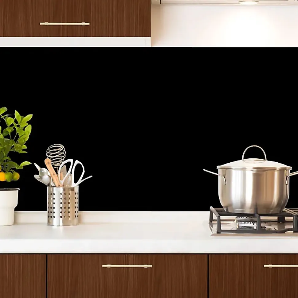 Crédence cuisine en aluminium - essentiel noir - 240x50 cm (en 2 bandeaux)