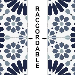 Crédence cuisine en aluminium - effet carreaux de ciment bleu - 180x20 cm (en 2 bandeaux)