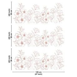 Crédence cuisine en aluminium - motif floral blanc et terracotta - 360x50 cm (en 3 bandeaux)