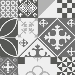 Crédence cuisine en aluminium - effet carreaux de ciment gris - 300x20 cm (en 3 bandeaux)