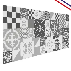 Crédence cuisine en aluminium - effet carreaux de ciment gris - 300x20 cm (en 3 bandeaux)