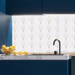 Crédence cuisine en aluminium - art déco blanc 240x50 cm (en 2 bandeaux)