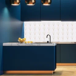 Crédence cuisine en aluminium - art déco blanc 240x50 cm (en 2 bandeaux)