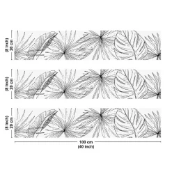 Crédence cuisine en aluminium - floral noir - 300x20 cm (en 3 bandeaux)