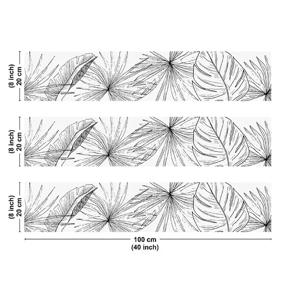 Crédence cuisine en aluminium - floral noir - 300x20 cm (en 3 bandeaux)