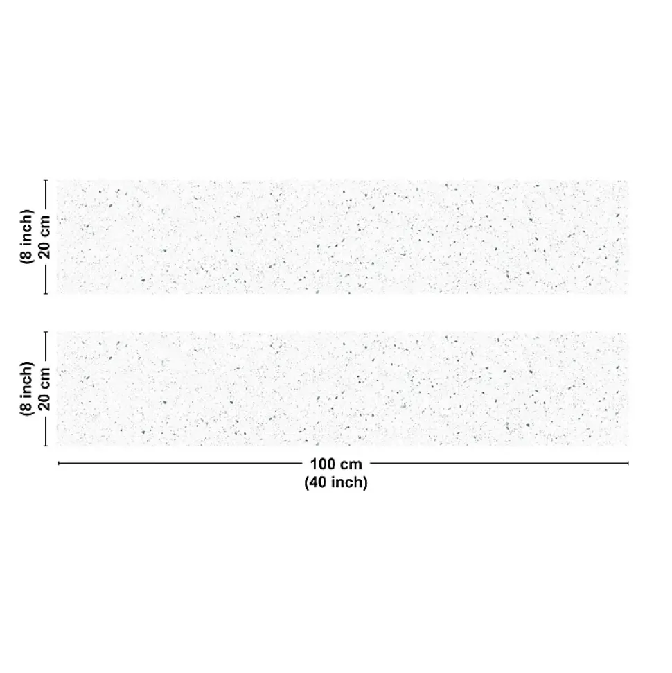 Crédence cuisine en aluminium - motif terrazzo blanc et vert - 200x20 cm (en 2 bandeaux)