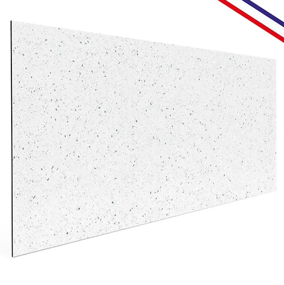 Crédence cuisine en aluminium - motif terrazzo blanc et vert - 200x20 cm (en 2 bandeaux)