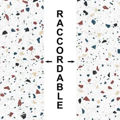 Crédence cuisine en aluminium - motif terrazzo blanc - 240x50 cm (en 2 bandeaux)