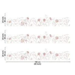 Crédence cuisine en aluminium - motif floral ocre - 300x20 cm (en 3 bandeaux)