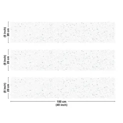 Crédence cuisine en aluminium - motif terrazzo blanc et vert - 300x20 cm (en 3 bandeaux)