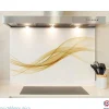 Crédence cuisine fond de hotte Courbe dorée - Alu composite - L 60 cm x H 45 cm - MaCrédenceDéco