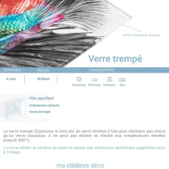 Crédence cuisine fond de hotte cygnes et coeur - Verre trempé - L 60 cm x H 45 cm - MaCrédenceDéco