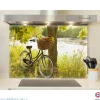 Crédence cuisine fond de hotte Vélo et panier - Verre trempé - L 90 cm x H 60 cm - MaCrédenceDéco