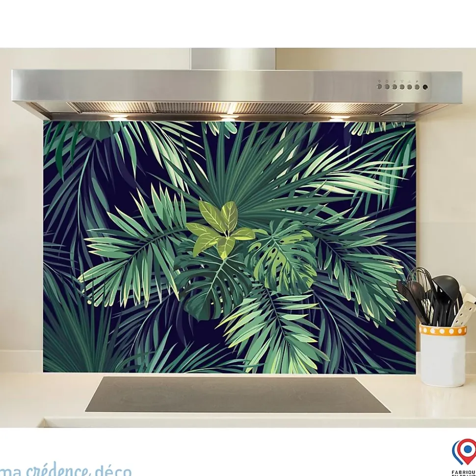 Crédence cuisine fond de hotte Végétation - Verre trempé - L 90 cm x H 60 cm - MaCrédenceDéco