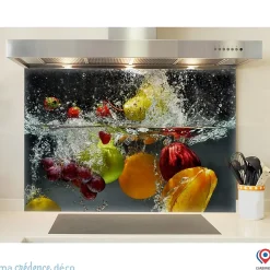 Crédence cuisine fond de hotte Bain de fruits - Verre trempé - L 90 cm x H 70 cm - MaCrédenceDéco