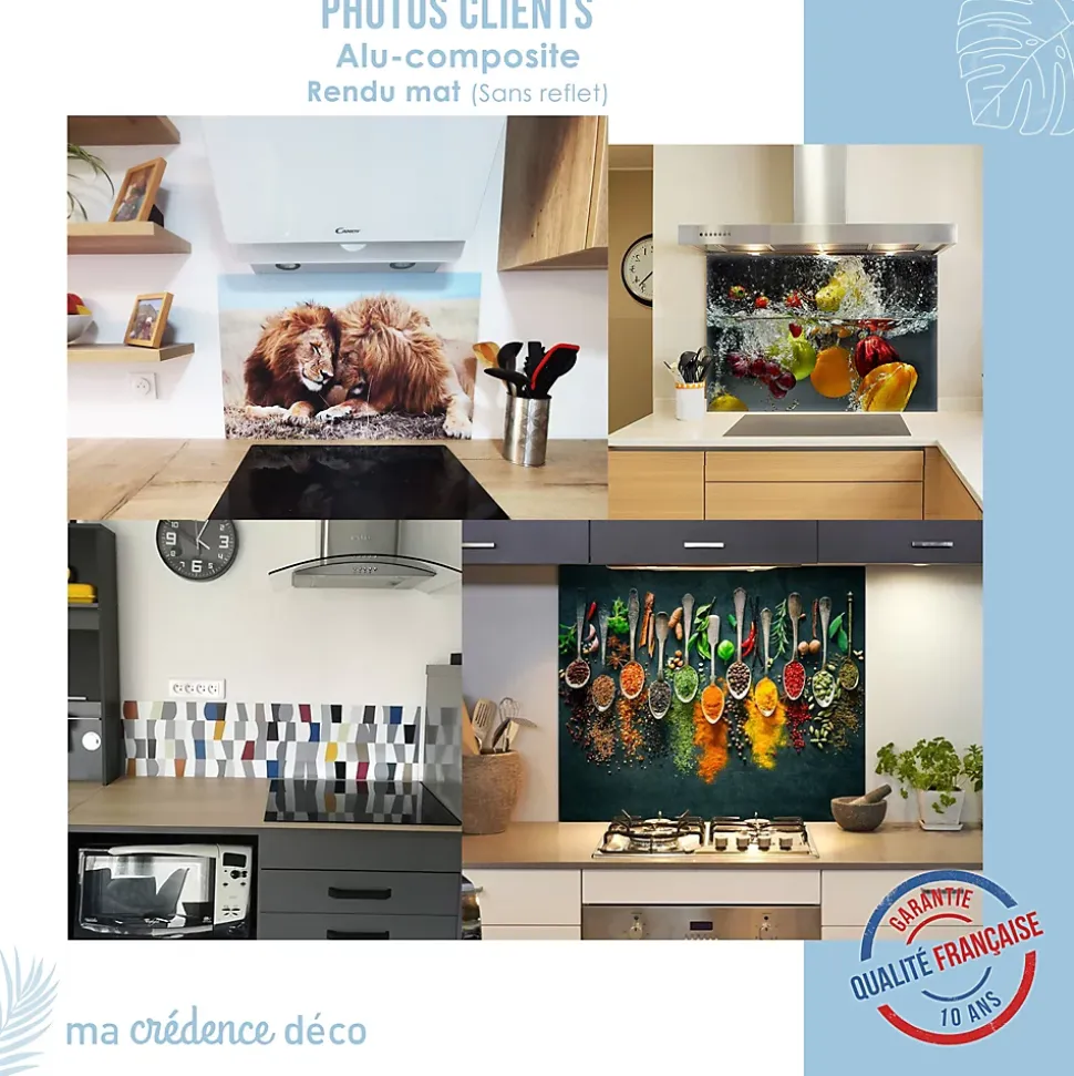 Crédence cuisine fond de hotte Gingkos dorés 1 - Alu composite - L 70 cm x H 60 cm - MaCrédenceDéco