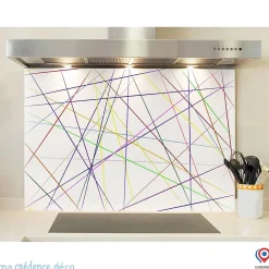 Crédence cuisine fond de hotte Jeux de diagonales colorés - Alu composite - L 90 cm x H 60 cm - MaCrédenceDéco