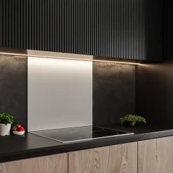 Crédence cuisine fond de hotte verre brillant GLASSY - Blanc l 90 x H 50 cm