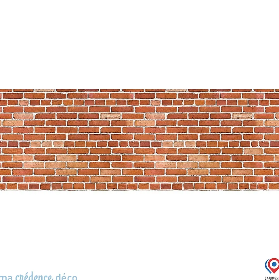Crédence cuisine fond de hotte Mur briques rouges - Alu composite - L 60 cm x H 45 cm - MaCrédenceDéco