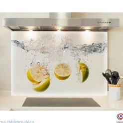Crédence cuisine fond de hotte Bain de pommes et citrons - Verre trempé - L 70 cm x H 60 cm - MaCrédenceDéco