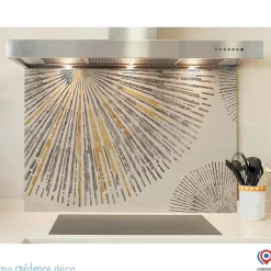 Crédence cuisine fond de hotte Peinture et Soleil - Verre trempé - L 90 cm x H 70 cm - MaCrédenceDéco