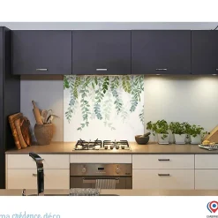 Crédence cuisine fond de hotte Dessin Végétation 8 - Alu composite - L 60 cm x H 45 cm - MaCrédenceDéco