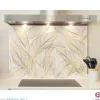 Crédence cuisine fond de hotte feuilles dorées 2 - Verre trempé - L 60 cm x H 45 cm - MaCrédenceDéco