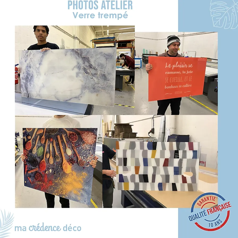 Crédence cuisine fond de hotte Palmiers et lumière - Verre trempé - L 90 cm x H 70 cm