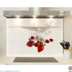 Crédence cuisine fond de hotte Bain de fraises 2 - Alu composite - L 70 cm x H 60 cm - MaCrédenceDéco
