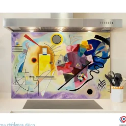 Crédence cuisine fond de hotte Wassily Kandinsky - Verre trempé - L 60 cm x H 45 cm - MaCrédenceDéco