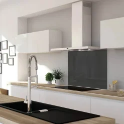 Crédence cuisine fond de hotte verre Premium - Anthracite l 90 x H 70 cm