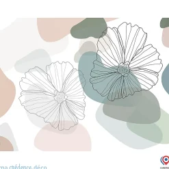 Crédence cuisine fond de hotte fleurs graphiques - Alu composite - L 60 cm x H 45 cm - MaCrédenceDéco