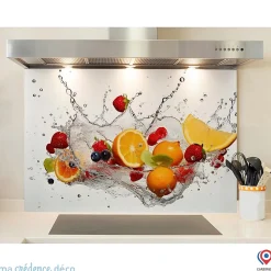 Crédence cuisine fond de hotte Bain de fruits 6 - Alu composite - L 90 cm x H 70 cm - MaCrédenceDéco
