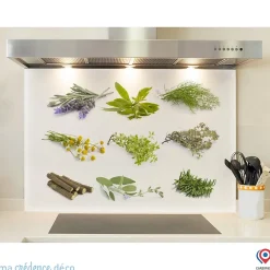 Crédence cuisine fond de hotte Herbier 5 - Alu composite - L 90 cm x H 50 cm - MaCrédenceDéco