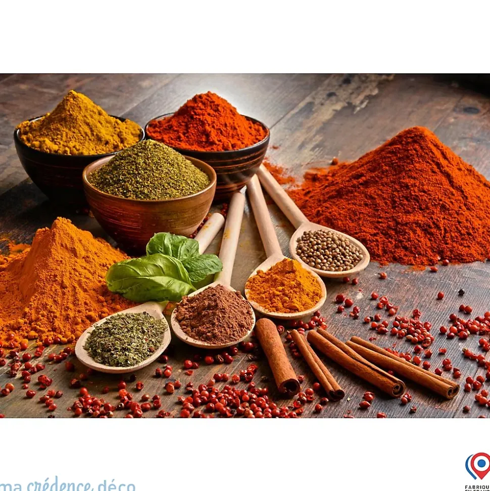 Crédence cuisine fond de hotte Epices colorées - Alu composite - L 60 cm x H 45 cm - MaCrédenceDéco