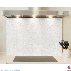 Crédence cuisine fond de hotte carrelage et cercles - Alu composite - L 60 cm x H 45 cm - MaCrédenceDéco