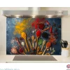 Crédence cuisine fond de hotte Epices et cuillères 4 - Verre trempé - L 90 cm x H 70 cm - MaCrédenceDéco